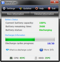 Portable BatteryCare 0.9.29.2 screenshot. Click to enlarge!