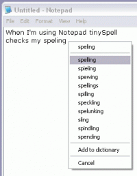 Portable tinySpell  1.9.61 screenshot. Click to enlarge!