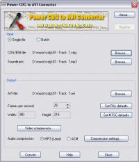 Power CDG to AVI Converter 1.0.23 screenshot. Click to enlarge!