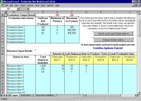 Production Mix Model Excel 30 screenshot. Click to enlarge!