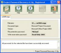 Project Password Recovery 1.0g screenshot. Click to enlarge!