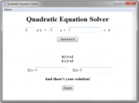 Quadratic Equation Solver 1.1 screenshot. Click to enlarge!