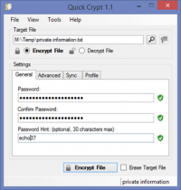 Quick Crypt 1.2.21.96 screenshot. Click to enlarge!