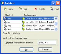 RapidKey Autotext 1.7 screenshot. Click to enlarge!