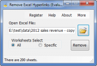 Remove Excel Hyperlinks 1.0.2.4 screenshot. Click to enlarge!