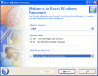 Reset Windows Password 7.1.0 screenshot. Click to enlarge!