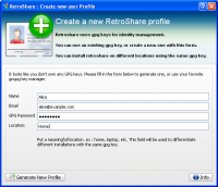 RetroShare 0.6.2.733b1143 screenshot. Click to enlarge!