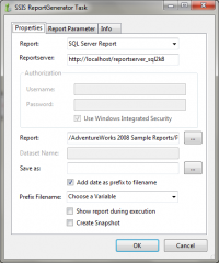 SSIS ReportGeneratorTask 1.80 screenshot. Click to enlarge!
