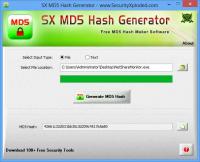 SX MD5 Hash Generator 2.0 screenshot. Click to enlarge!
