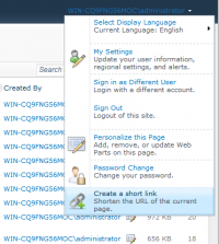 SharePoint Short Url 1.2 screenshot. Click to enlarge!