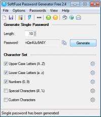 SoftFuse Password Generator Free 2.5 screenshot. Click to enlarge!