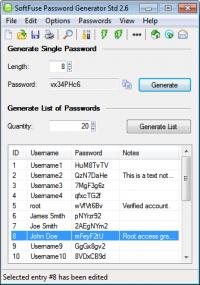 SoftFuse Password Generator Std 2.6 screenshot. Click to enlarge!