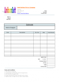 Solid Surface Firm Estimate Form screenshot. Click to enlarge!