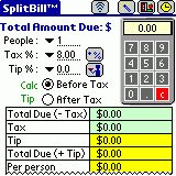 SplitBill (For PalmOS) 1.0 screenshot. Click to enlarge!