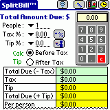 SplitBill (For PocketPC) 1.0 screenshot. Click to enlarge!