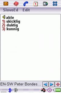 Swedish-English Dictionary for UIQ 2.0 screenshot. Click to enlarge!