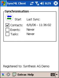 Synthesis SyncML Client STD for Windows Mobil 3.0.2.24 screenshot. Click to enlarge!