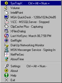 SysTrayX 4.00 screenshot. Click to enlarge!