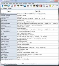 System Spec 3.08 screenshot. Click to enlarge!