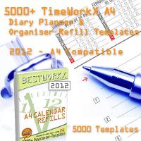 TimeWorkX Organiser Refill Templates A4 A4-UK-AU-2012 screenshot. Click to enlarge!