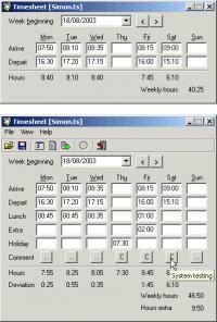 Timesheet 5.0 screenshot. Click to enlarge!