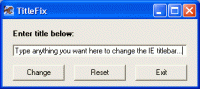 TitleFix IE Titlebar Branding Software 1.1 screenshot. Click to enlarge!