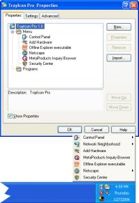 TrayIcon Pro 2.1 SR1 screenshot. Click to enlarge!