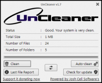 UnCleaner 1.7 screenshot. Click to enlarge!