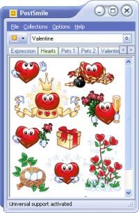 Valentine Smiley Collection for PostSmile 6.2 screenshot. Click to enlarge!
