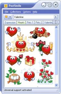 Valentine Smiley Collection for PostSmile 6.2 screenshot. Click to enlarge!