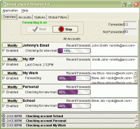 VersaForward Personal Email Forwarding 4.0 screenshot. Click to enlarge!
