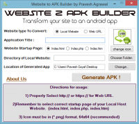 Website 2 APK Builder 1.2 screenshot. Click to enlarge!