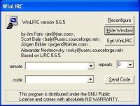 WinLIRC 0.9.0e screenshot. Click to enlarge!