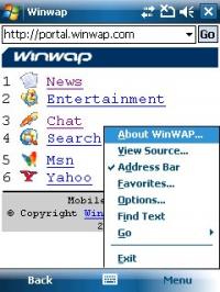 WinWAP for Windows Mobile Professional 4.1.7.184 screenshot. Click to enlarge!
