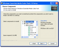 Windows Essentials Codec Pack 4.5 screenshot. Click to enlarge!