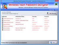 Windows Vault Password Decryptor 5.0 screenshot. Click to enlarge!