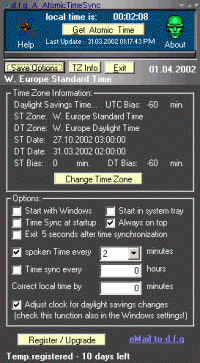 dfg AtomicTimeSync XP 3.10.1 screenshot. Click to enlarge!