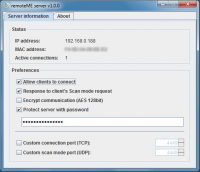 remoteME server 1.0.0 screenshot. Click to enlarge!