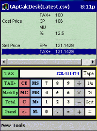 tApCalc Desk tape calculator(Arm & xScale) 1.41 screenshot. Click to enlarge!